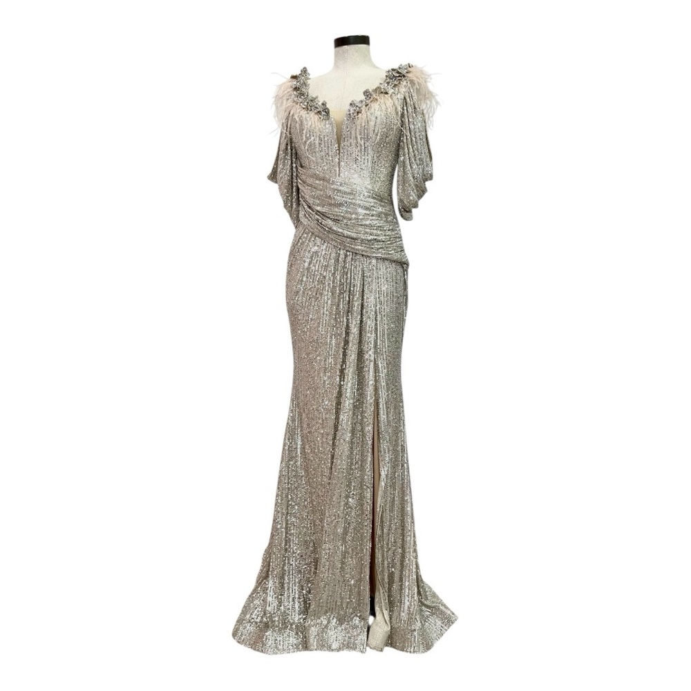 Elegant Silver Evening Gown